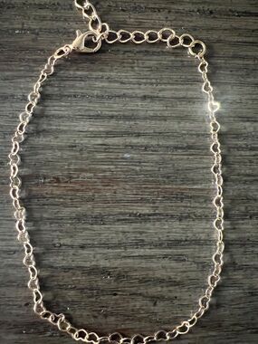 Rose Gold Heart Link Bracelet with Adjustable Chain